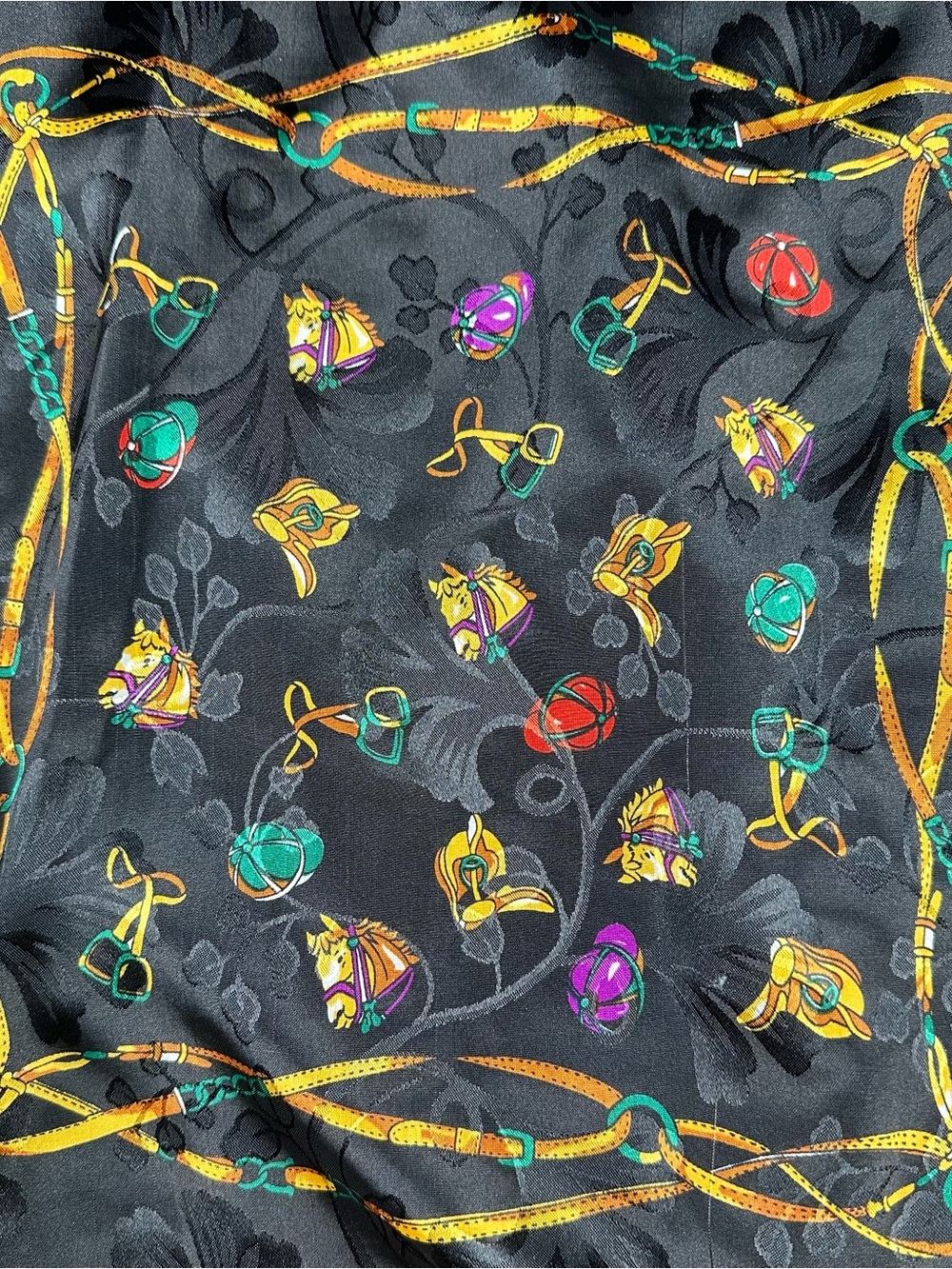Vintage Style Equestrian Scarf Print Reversible Satin Bomber Jacket - Picture 10 of 12